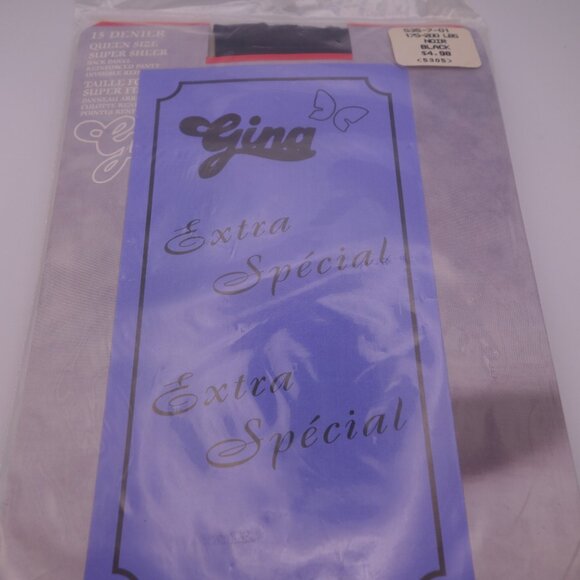 Gina Extra Special 15 DENIER QUEEN SIZE 175-200 lbs. SUPER SHEER Black - Picture 2 of 16
